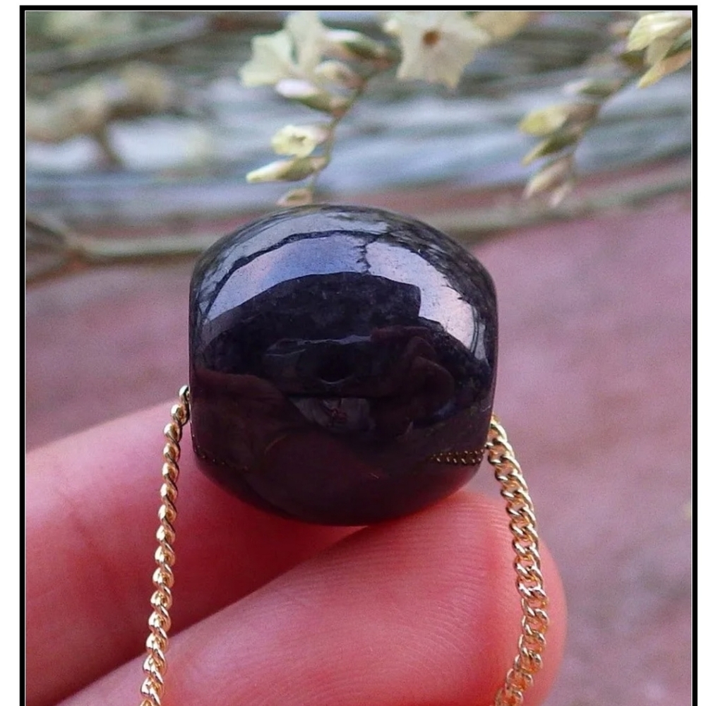 1 Pc Certified Black Natural A Jade jadeite Pendant Circle Bead Necklace